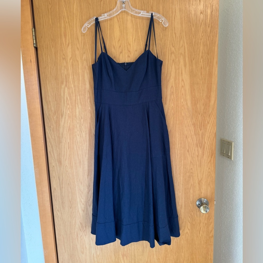 Navy blue Linen blend A-line dress - women’s size 8
